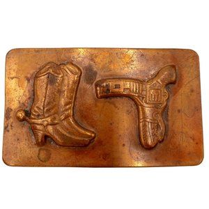 Cowboy Boots Pistol Belt Buckle Vintage Country Western Gun Holster
